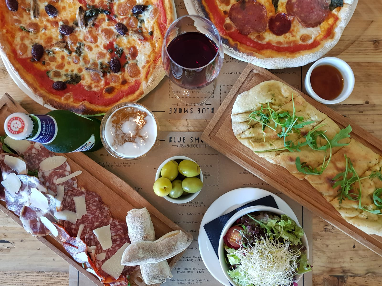 Blue Smoke table food