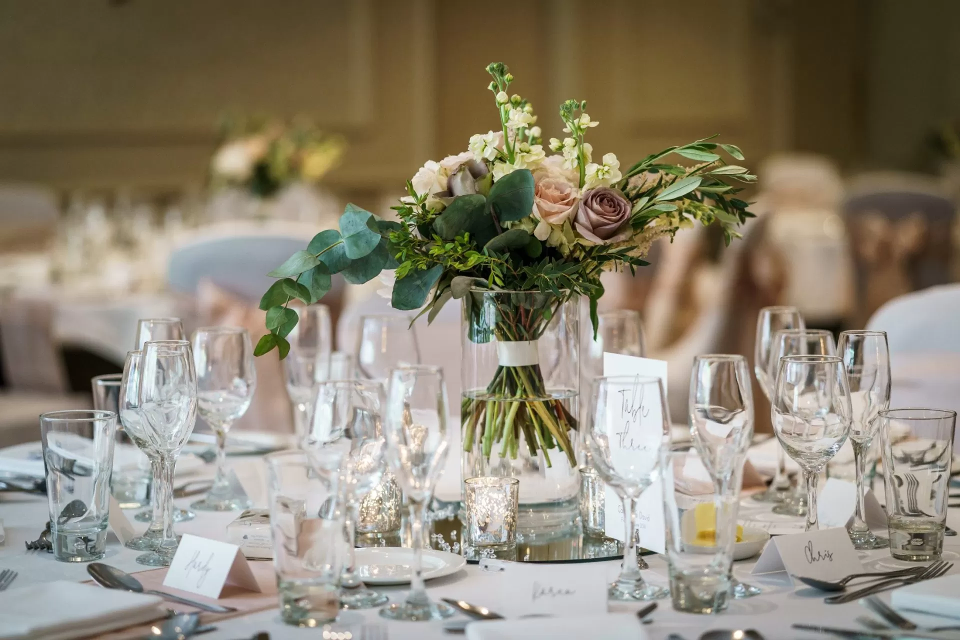 wedding table with flowers