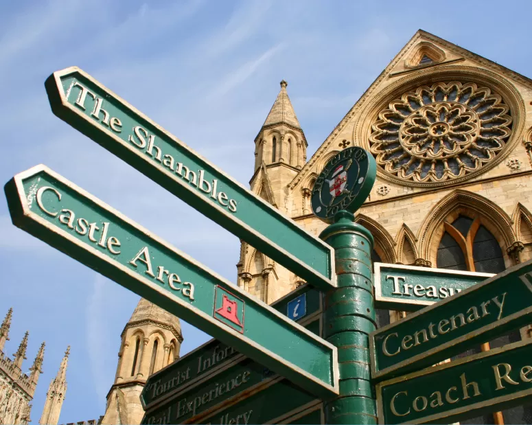 Sign post in front of York Minster